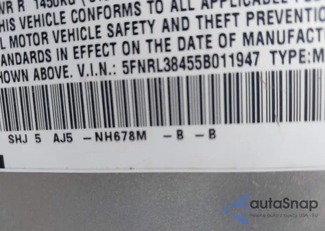 2005 Honda Odyssey Ex from USA, damaged, VIN 5FNRL38455B011947